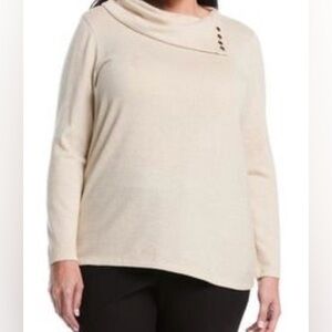 Rafaella Women’s Cowl Neck Textured Long Sleeve Soft & Stretchy Top Large